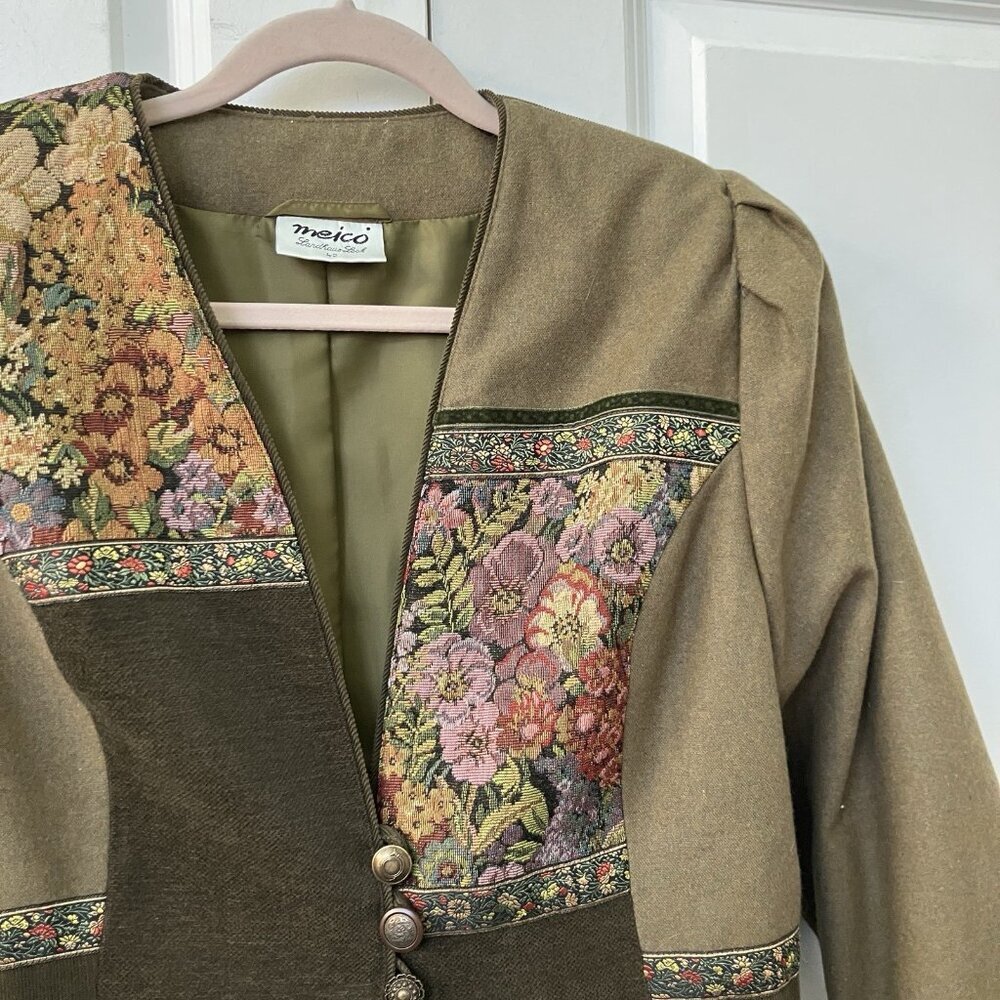 Vintage Meico Landhaus Look Blazer Jacket Womens Patchwork Wool Germany‎ Floral - Picture 7 of 8